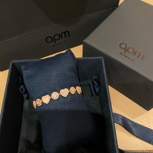 APM Pink Nacre Heart & Dot Adjustable Bracelet